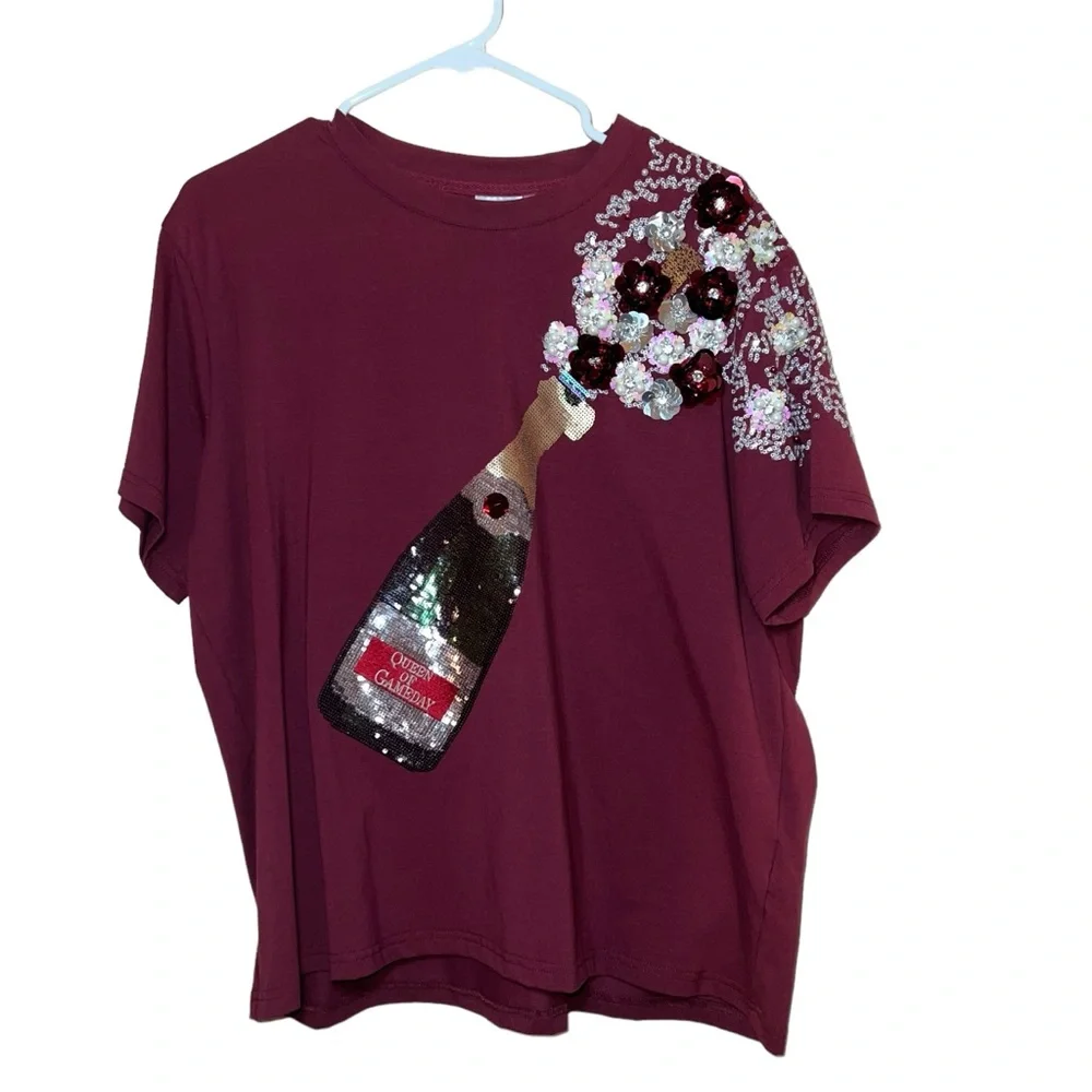 Queen of Sparkles Garnet Crimson queen of Gameday T-shirt Large New - Picture 2 of 9